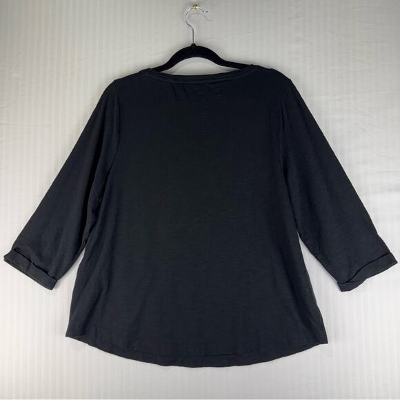Chico’s Black The Ultimate Tee 3/4 Sleeve Button Shoulder Detail Size 2 US Large - Picture 5 of 7